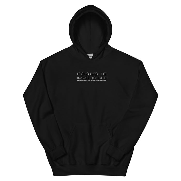 Women's Heavy Blend Embroidered Black Hoodie - Focus is Possible