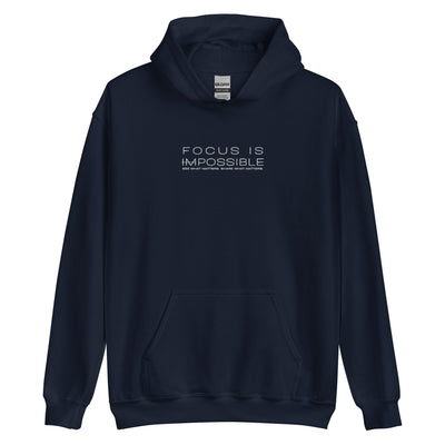 Women's Heavy Blend Embroidered Navy Hoodie - Focus is Possible