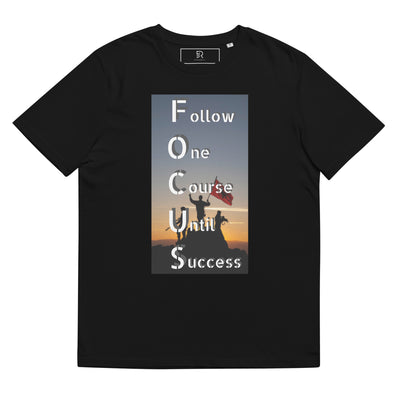 Women's Organic Black Cotton T-Shirt - Focus Success