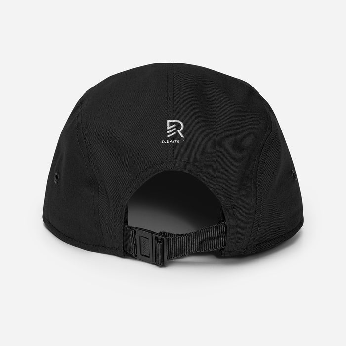 5 Panel Black Camper Cap - Feed Your Focus