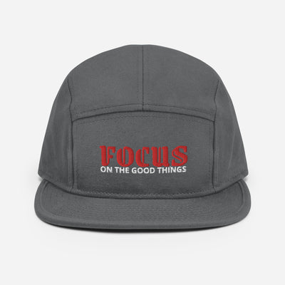 5 Panel Heather Gray Camper Cap - Focus On The Good Things