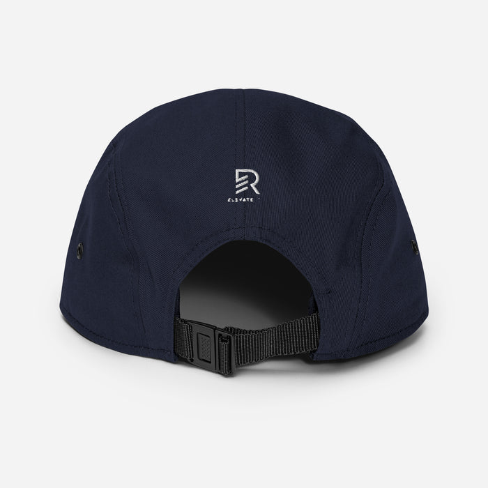 5 Panel Navy Blue Camper Cap - Focus On The Good Things