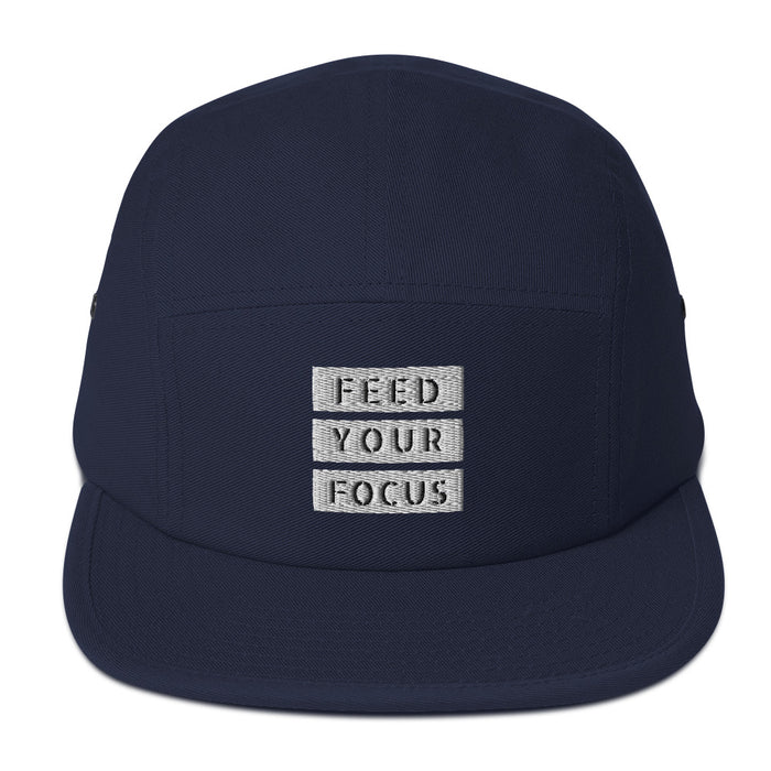 5 Panel Navy Blue Camper Cap - Feed Your Focus