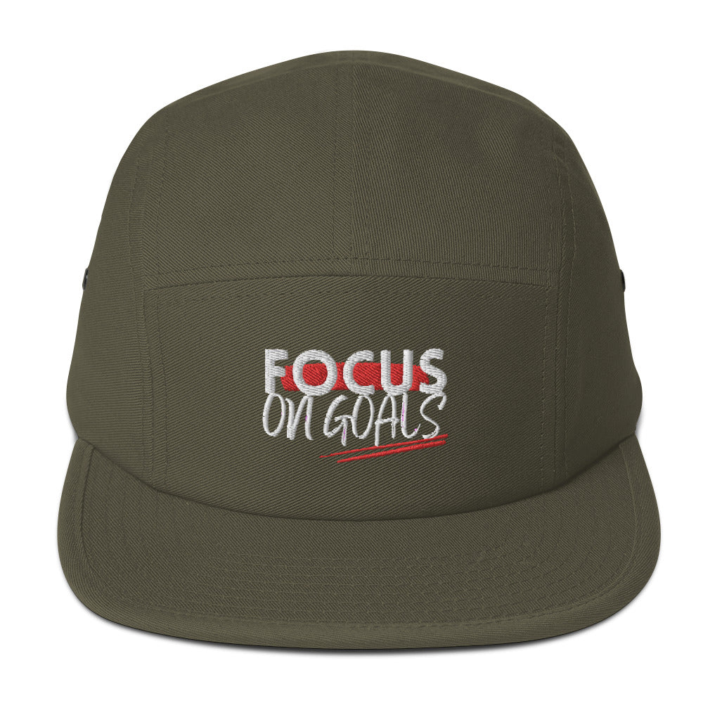Five Panel Olive Cap - Focus On Goals