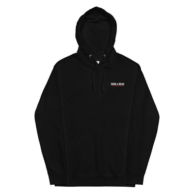 Men's Midweight Embroidered Black Hoodie - Focus and Relax
