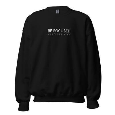 Men's Crew Neck Black Sweatshirt - Be Focused Proverbs 425