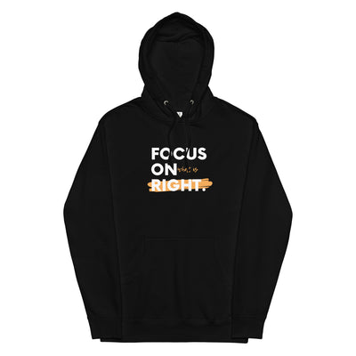 Men's Midweight Black Hoodie - Focus on Right