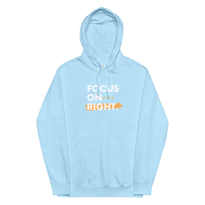 Men's Midweight Blue Aqua Hoodie - Focus on Right
