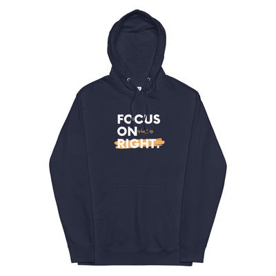 Men's Midweight Classic Navy Hoodie - Focus on Right