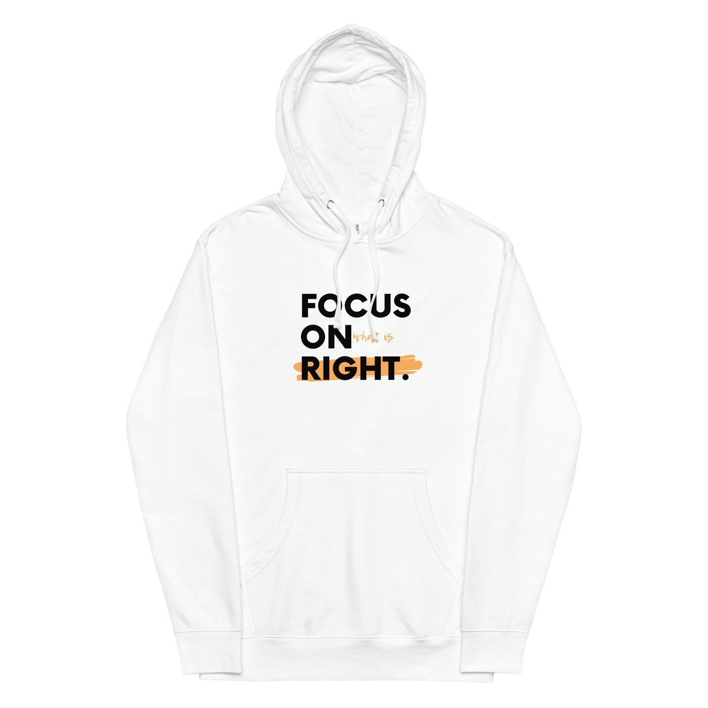 Men's Midweight White Hoodie - Focus on Right