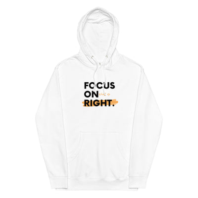 Men's Midweight White Hoodie - Focus on Right