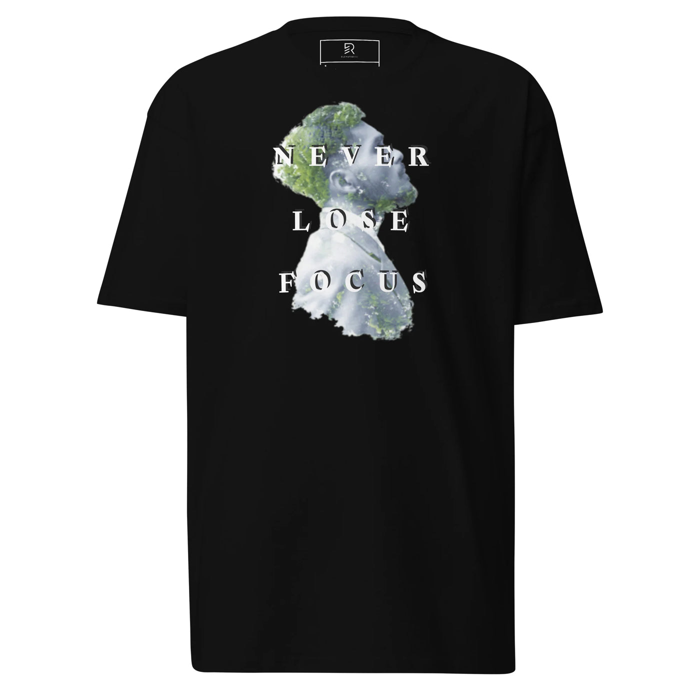 Men's Premium Heavyweight Black Tee - Never Lose Focus