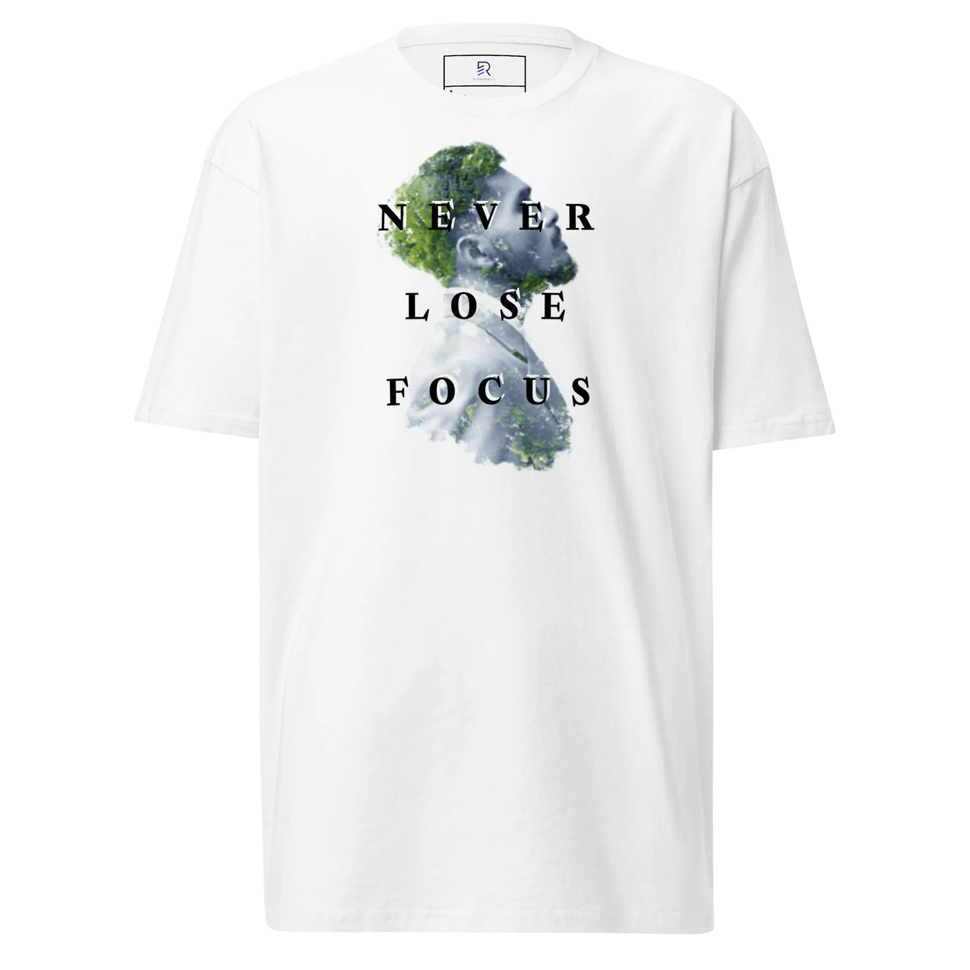 Men's Premium Heavyweight White Tee - Never Lose Focus
