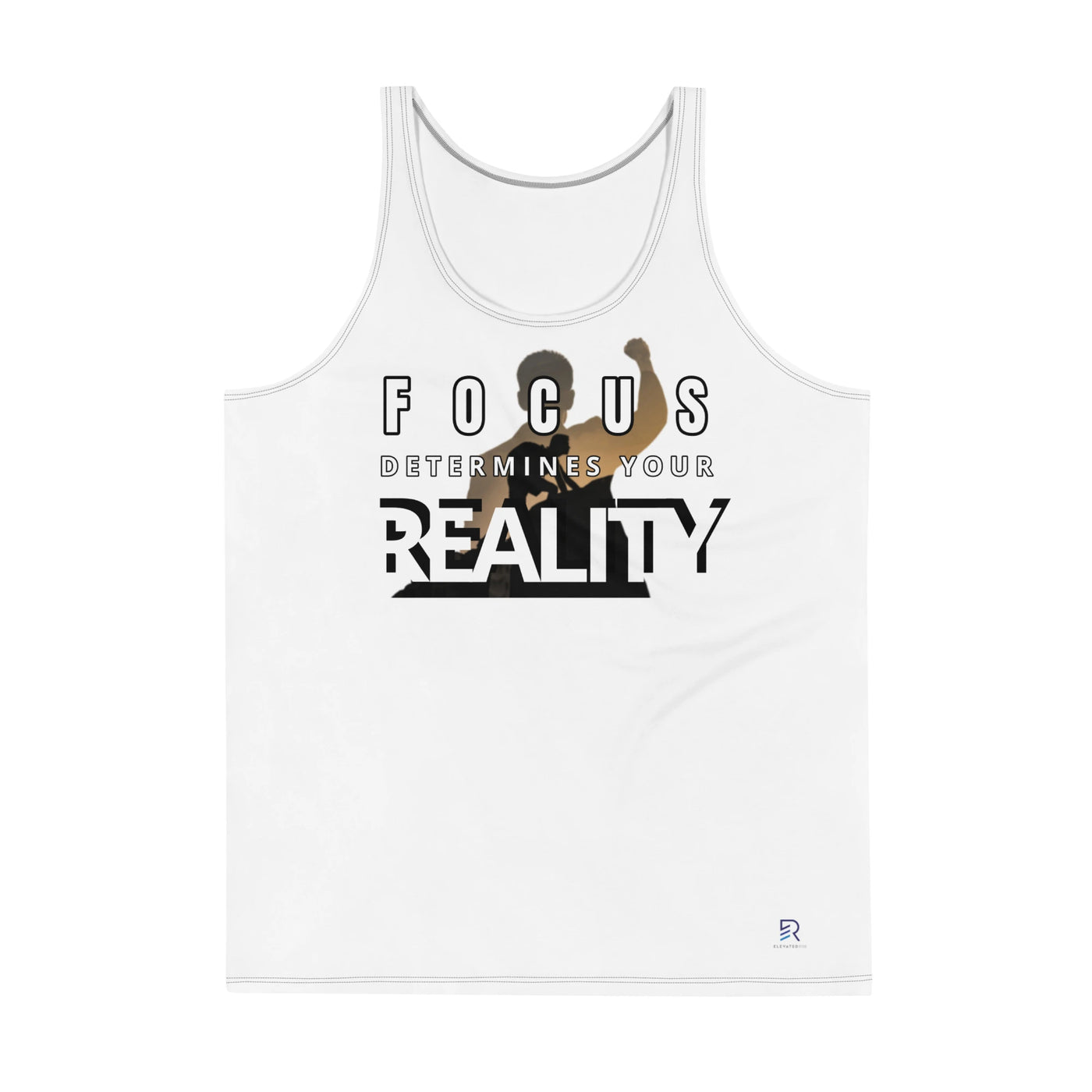 Men's White Tank Top - Focus Determines Reality