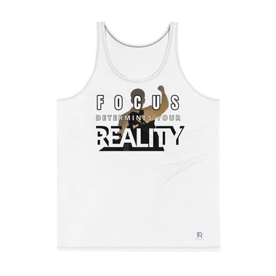 Men's White Tank Top - Focus Determines Reality