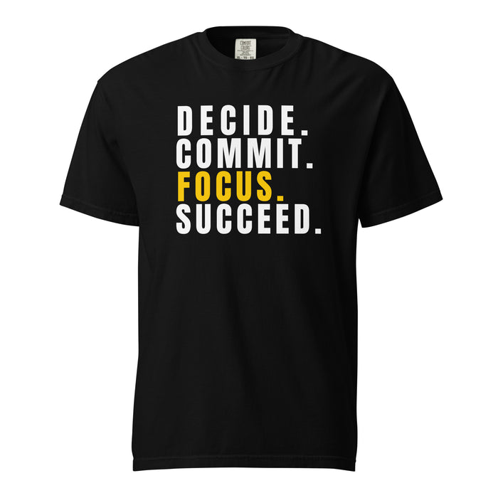 Womens-Garment-dyed-Navy-Heavyweight-T-Shirt-Decide-Commit-Focus-and-Succeed