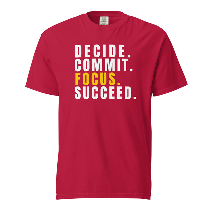 Womens-Garment-dyed-Navy-Heavyweight-T-Shirt-Decide-Commit-Focus-and-Succeed