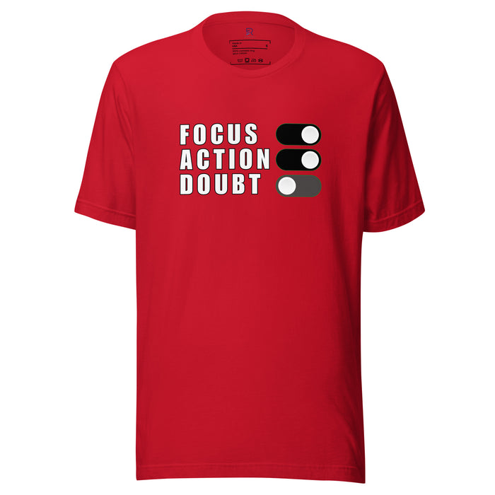 Womens-Red-Staple-T-Shirt-Focus-Action-Doubt