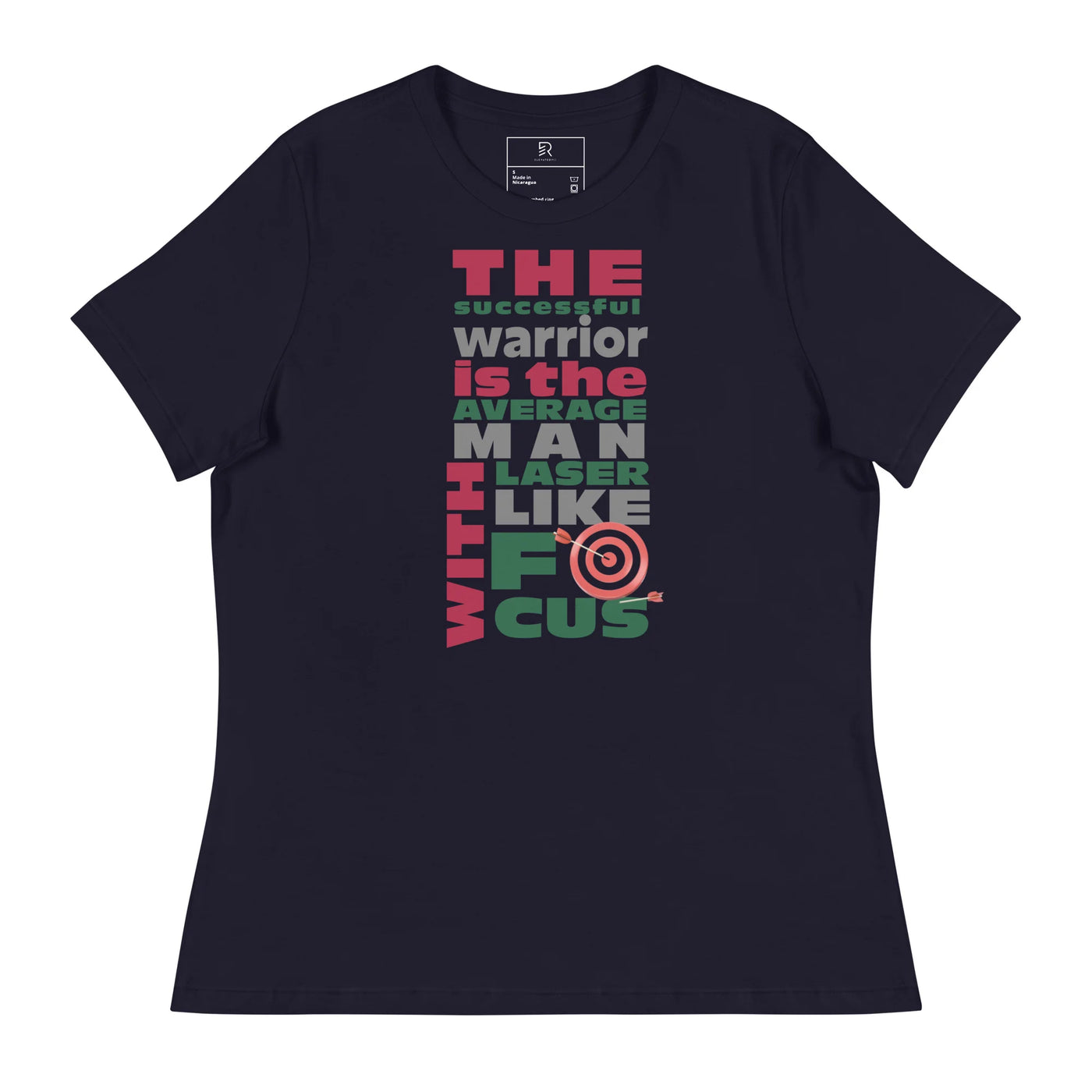 Women's Relaxed Black T-Shirt - Laser-Like Focus