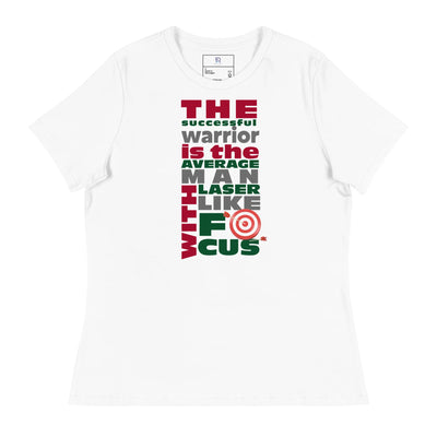 Women's Relaxed White T-Shirt - Laser-Like Focus