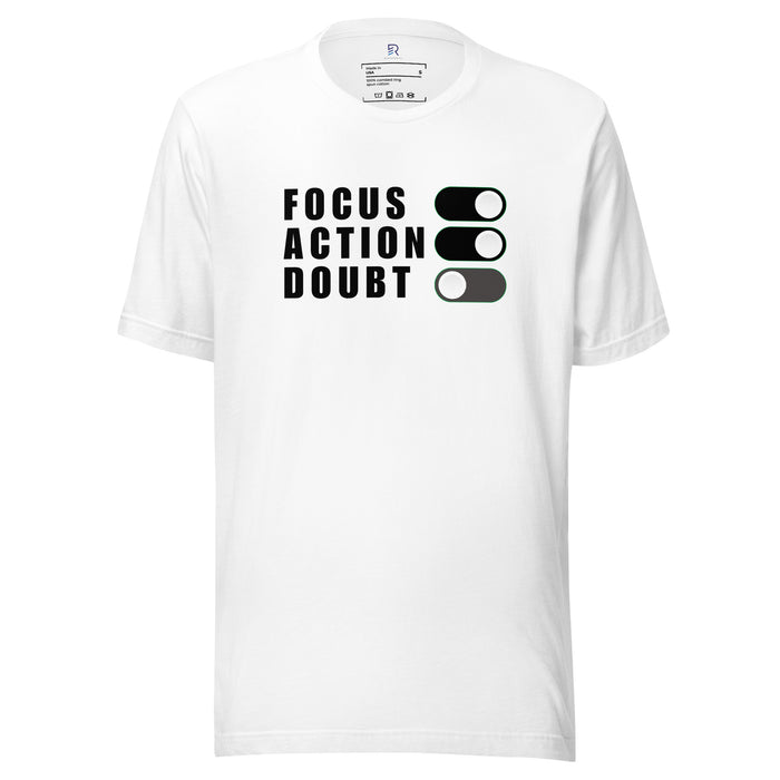 Womens-White-Staple-T-Shirt-Focus-Action-Doubt