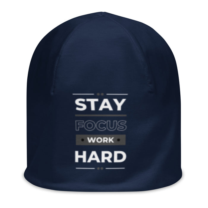 Navy Beanie - Stay Focus Work Hard
