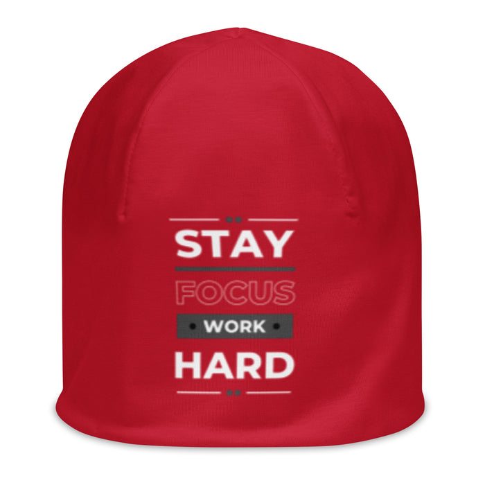 Red Beanie - Stay Focus Work Hard