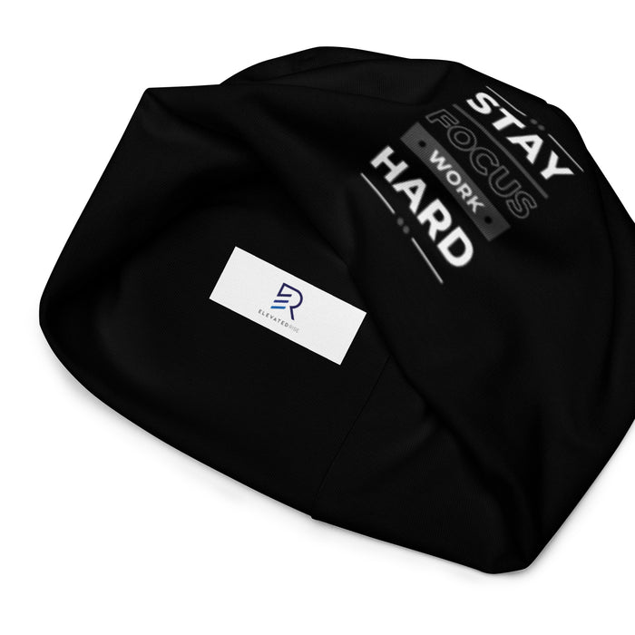 Black Beanie - Stay Focus Work Hard
