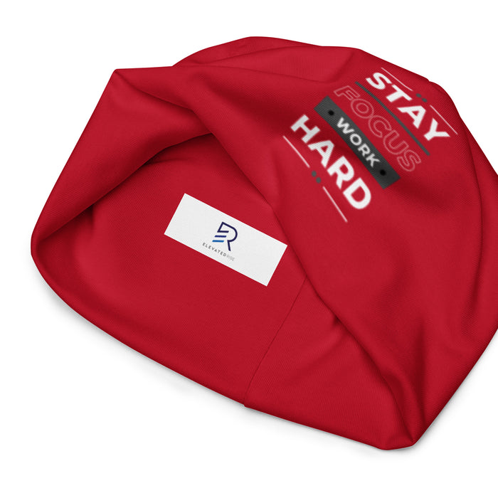 Red Beanie - Stay Focus Work Hard