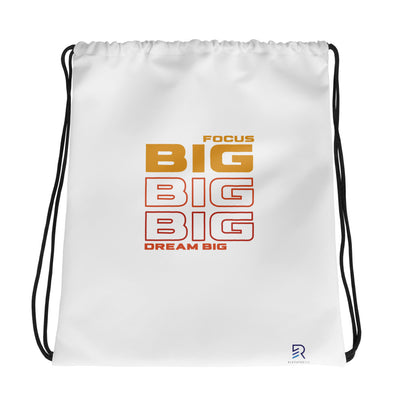 White Drawstring Bag - Focus Big Dream Big