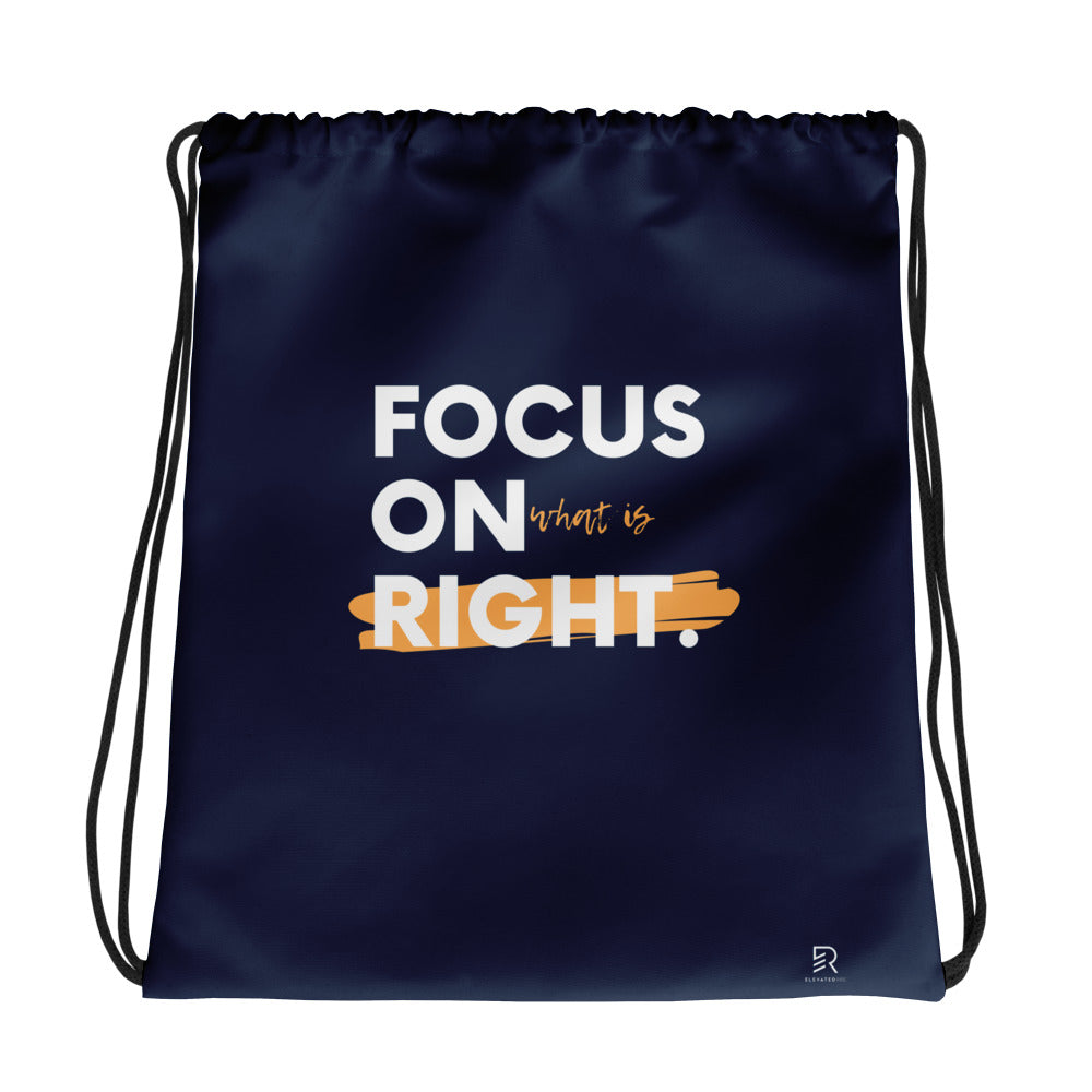 Navy Drawstring Bag - Focus On What Is Right