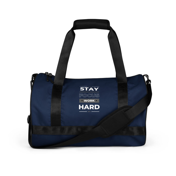 Navy Gym Bag - Stay Focus Work Hard