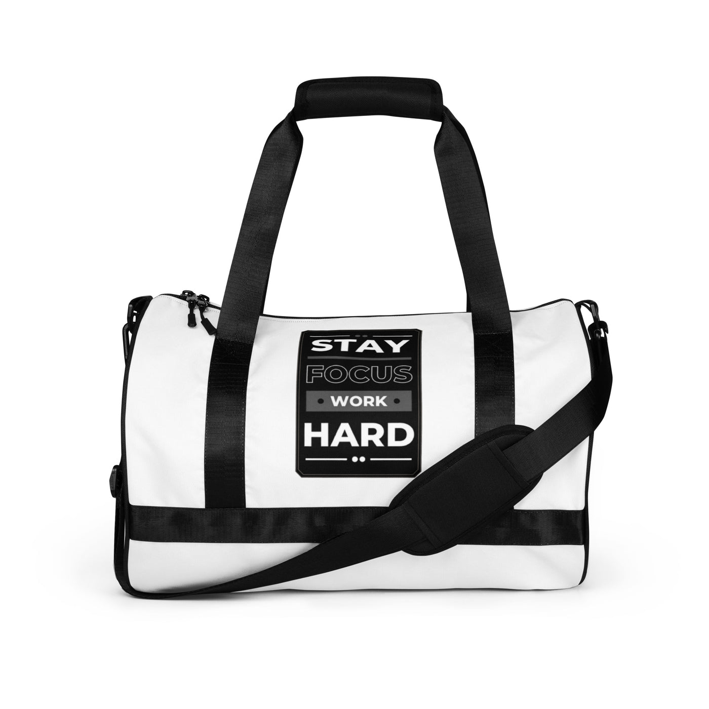 White Gym Bag - Stay Focus Work Hard