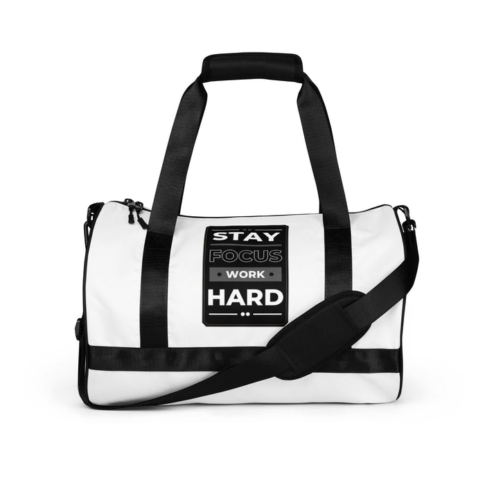 White Gym Bag - Stay Focus Work Hard