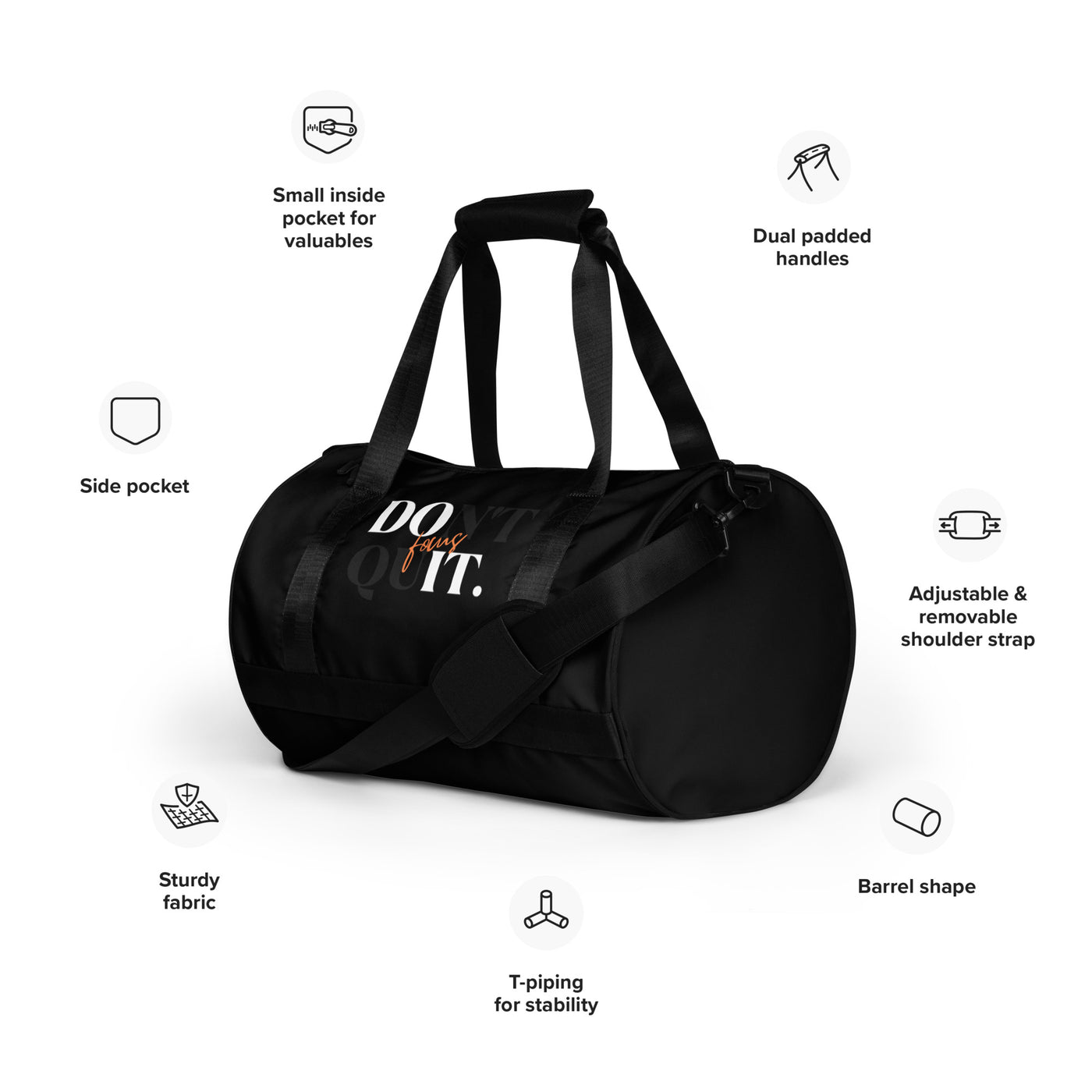 Black Gym Bag - Focus Don't Quit Do It