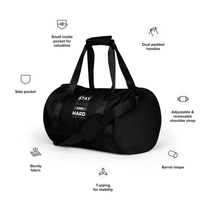 Black Gym Bag - Stay Focus Work Hard