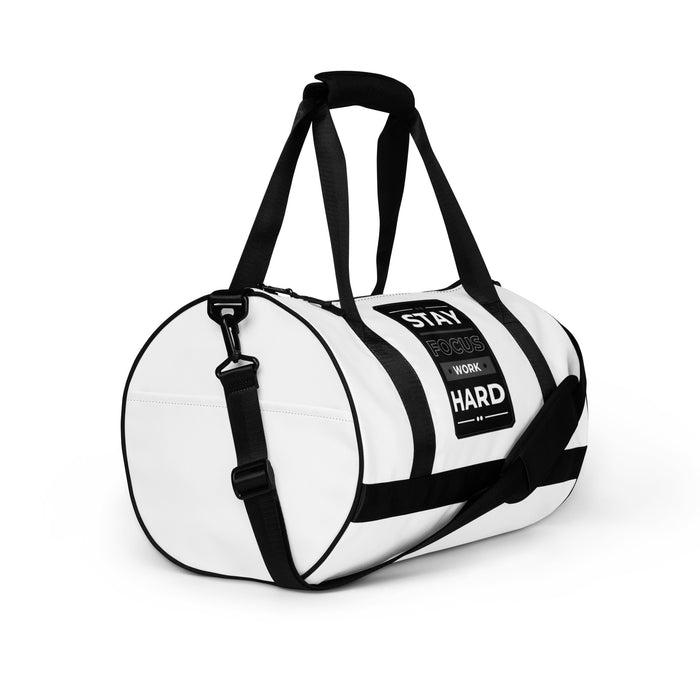 White Gym Bag - Stay Focus Work Hard
