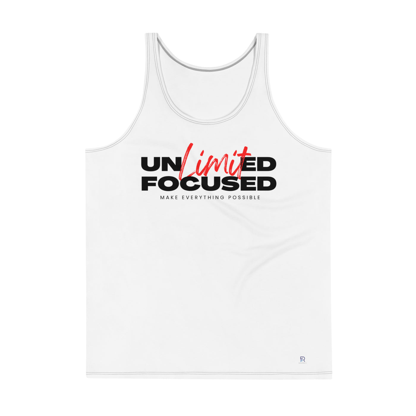 Men's White Tank Top - Unlimited Focused