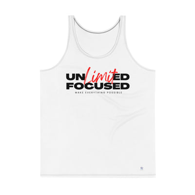 Men's White Tank Top - Unlimited Focused
