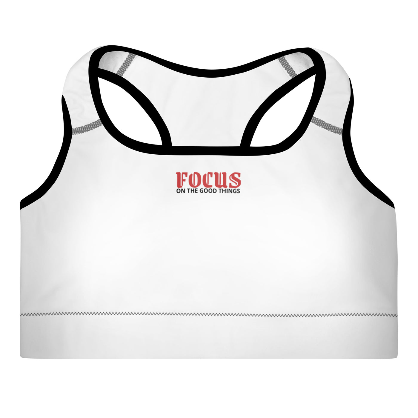 Padded Black Sports Bra - Focus on the Good Things