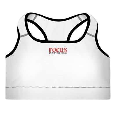 Padded Black Sports Bra - Focus on the Good Things
