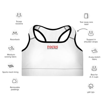 Padded Black Sports Bra - Focus on the Good Things