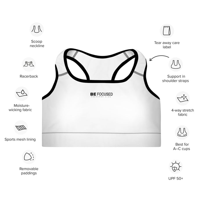 Padded Black Sports Bra - Be Focused