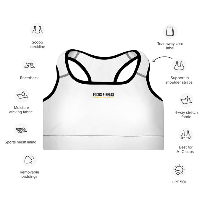 Padded Black Sports Bra - Focus & Relax