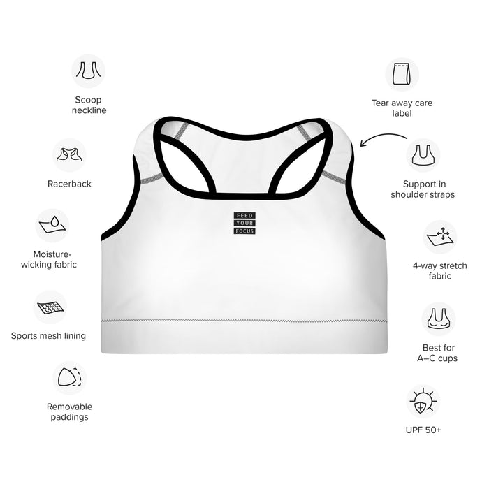 Padded Black Sports Bra - Feed Your Focus