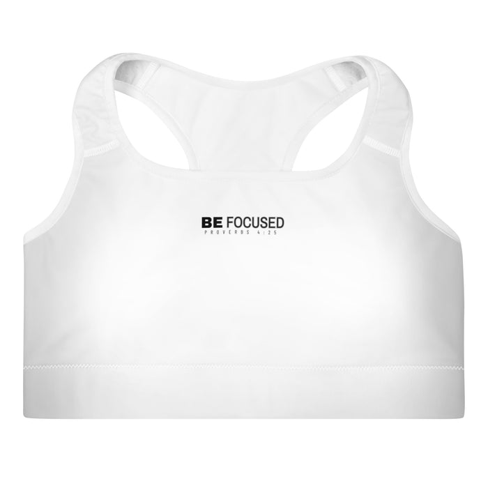 Padded White Sports Bra - Be Focused