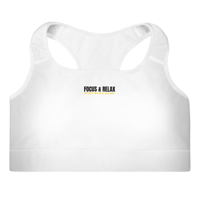 Padded White Sports Bra - Focus & Relax