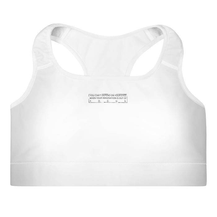 Padded White Sports Bra - Focus