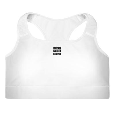 Padded White Sports Bra - Feed Your Focus