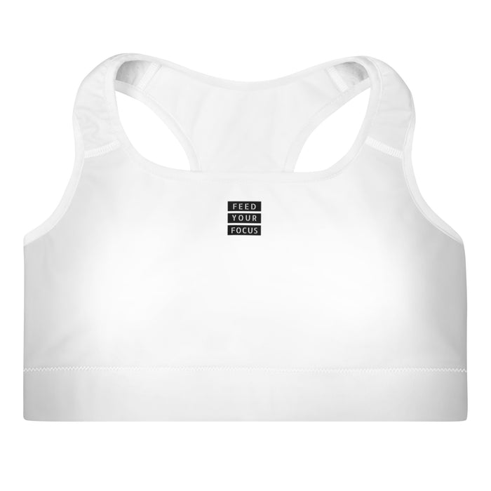 Padded White Sports Bra - Feed Your Focus